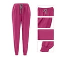 thumbnail image 5 of Ecqkame Scrub for Women Sets Solid V-Neck Short Sleeve Tops and Long Pants Nurse's Workwear Lightweight Side Slit Suits with Pockets Hot Pink XXL, 5 of 9