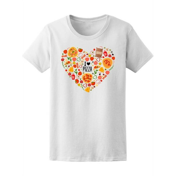 I Love Pizza Heart Shaped Doodle T-Shirt Women -Image by Shutterstock, Female x-Large