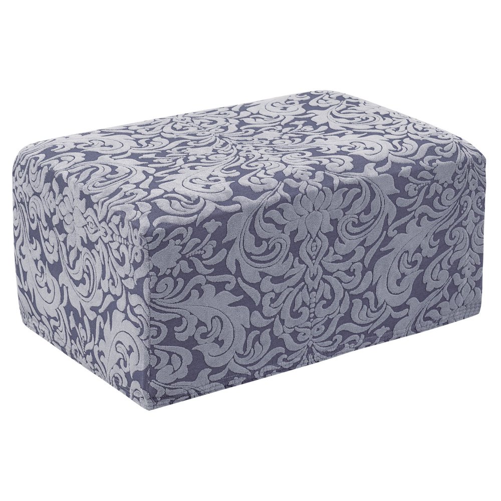 Subrtex Stretch Jacquard Damask Oversized Ottoman Slipcover, Grayish