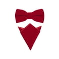 thumbnail image 1 of INSPIRAR CHIC Conjunto de Pajarita de Terciopelo para Hombre con Corbata Preatado y Pañuelo de Bolsillo Color Sólido Rojo para el Día del Padre, 1 of 4