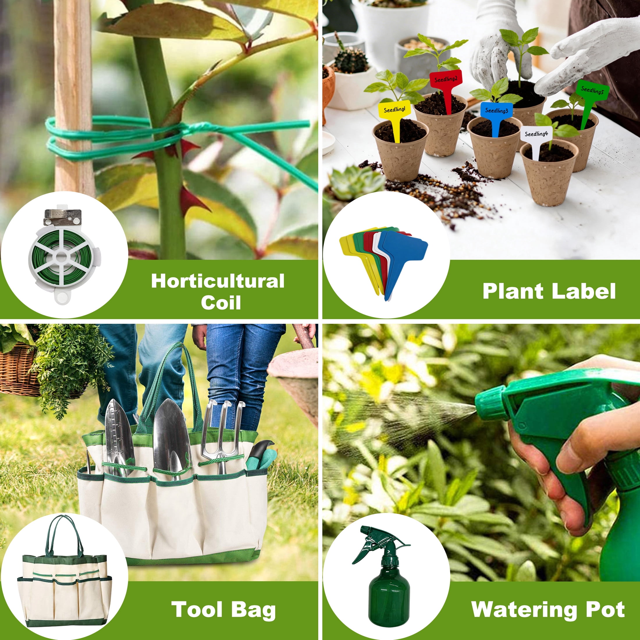 12 Piece Garden Tool Set, Heavy Duty Stainless Steel Gardening Tools with Ergonomic Handles, Canvas Tote Bag & Gloves for Planting, Pruning, Weeding, Garden Gifts Supplies