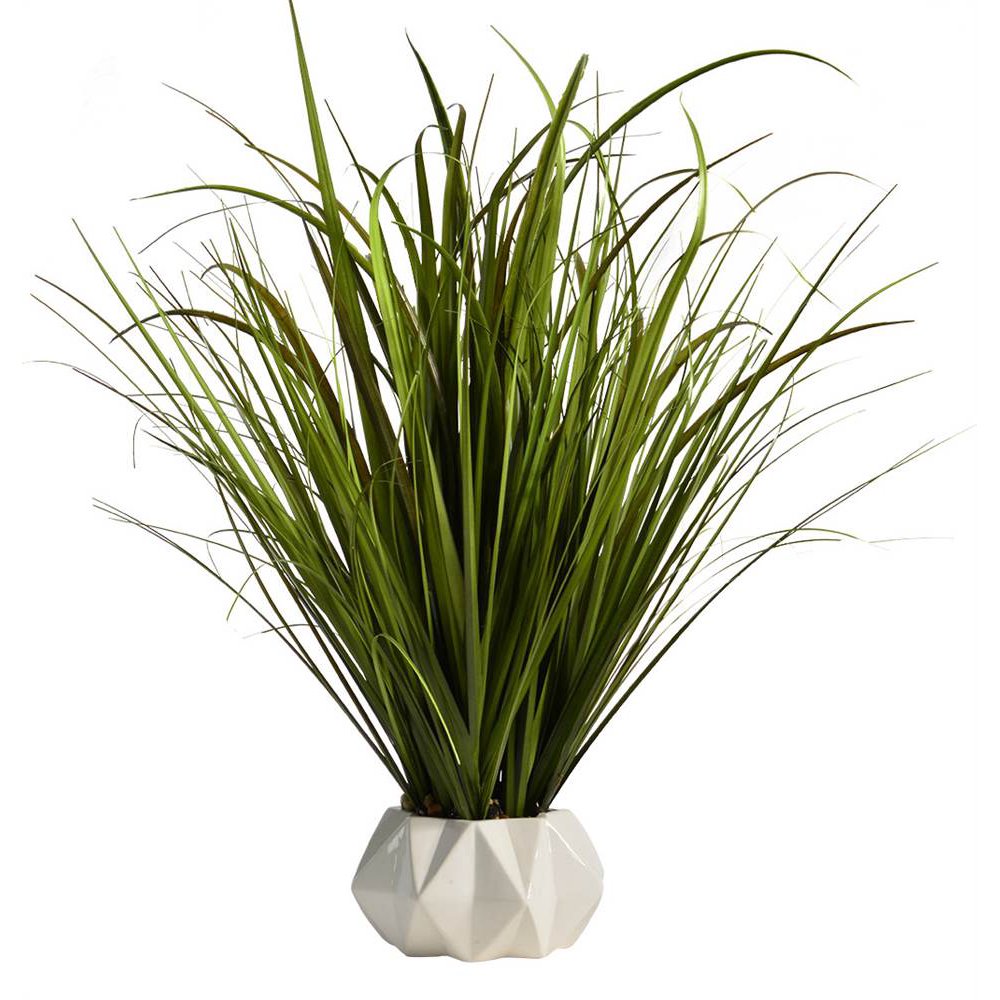 22" Tall Plastic Grass Artificial Indoor/ Outdoor Faux Decor in Ceramic
