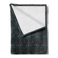 thumbnail image 2 of Tribal Soft Flannel Fleece Blanket, Prehistoric Bohemian Geometric Pattern Quirky Motif on Dark Backdrop, Cozy Plush for Indoor and Outdoor Use, 50" x 60", Dark Blue Grey Multicolor, by Ambesonne, 2 of 5
