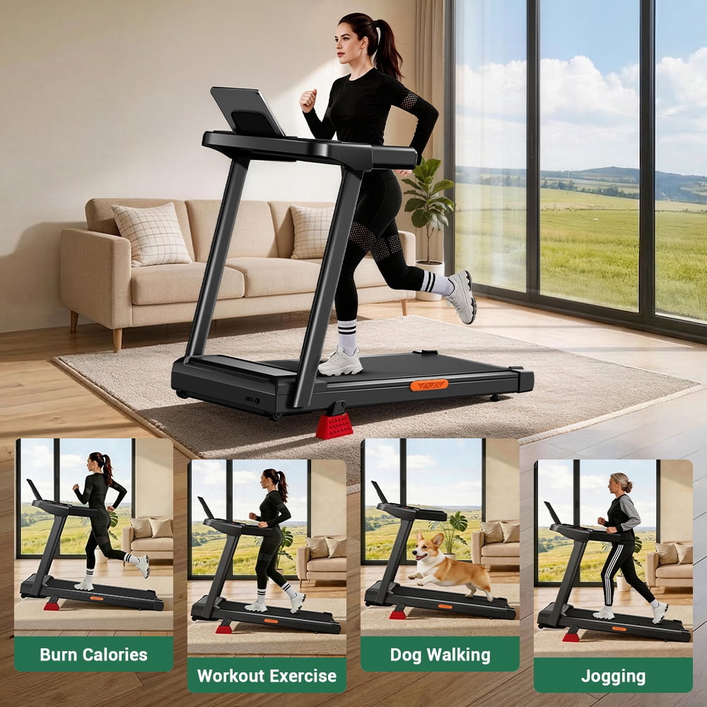 SONITU 4-in-1 Treadmill with 15% Incline and Three Touch Screen, Foldable Portable with Handle for Home/Office, 300 lbs Capacity