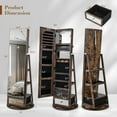 thumbnail image 3 of Gymax 360° Swivel Jewelry Armoire with Built-in LED Lights and Full Length Mirror, Rustic Brown, 3 of 9