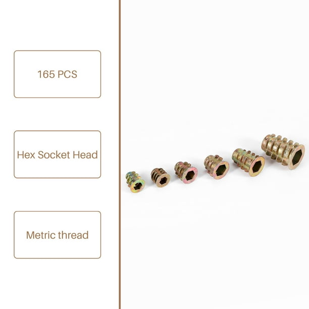 100 Inserts Filetés M4x10mm Ton Bronze Pour Meubles En Bois – Uxcell – Neuf