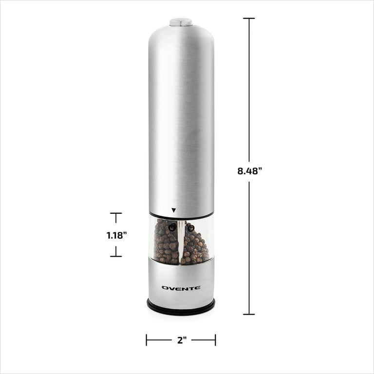 4T7 Electric Salt and Pepper Grinder Set, Battery Operated Automatic Pepper  Mill with Large Capacity, One Hand Operation with LED light, Full Stainless  Steel, Adjustable Coarseness for Kitchen, 2 Pack 