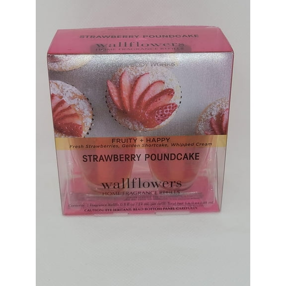 Bath & Body Works Strawberry Pound Cake Wallflowers Home Fragrance Refills, 2-Pack (1.6 fl oz total) (Strawberry Pound Cake)