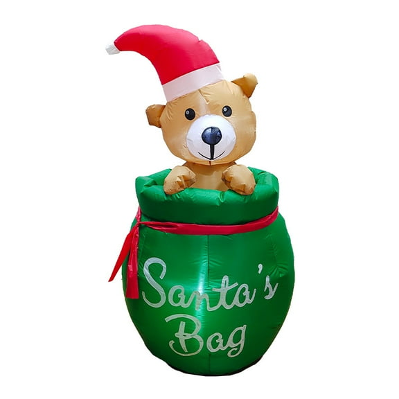 4.5FT Christmas Inflatables Plush Bear,Outdoor Decoration LED Lighted Bear Christmas Decor for Yard Patio Garden Lawn Xmas Holiday Indoor Party