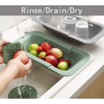 thumbnail image 3 of Adjustable Over the Sink Colander Strainer, Silicone Clip On Strainer for Pots Strainers and Plastic Colanders Drainer Basket for Food Pasta Vegetables Kitchen, Extendable 14.5"-19.5", Green, 3 of 10