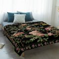 thumbnail image 4 of Black Spring Floral Blanket Soft Cozy Warm Throw Blanket for Couch, Plush Fuzzy Flannel Fleece Blankets for Sofa, Elegant Pastoral Flowers Birds Retro Art Bed Blankets Gifts for Men, 50"x60", 4 of 9