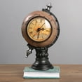 thumbnail image 7 of World Map Desk Clock Vintage Style - Antique Retro Globe Table Clock, Metal Office Desk Decoration for Home & Study Room, Anthropology Fall Decor, 7 of 7