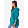 thumbnail image 3 of Roaman's Women's Plus Size Thermal Waffle Hoodie Zip Up Cardigan Jacket, 3 of 5