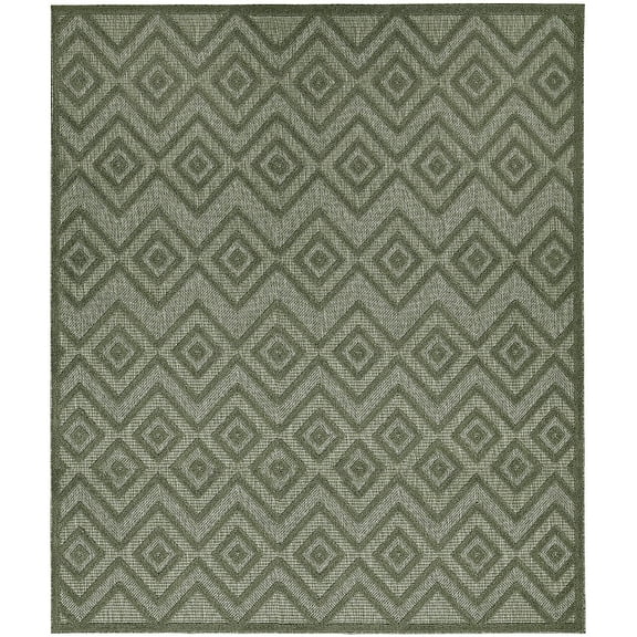 Nourison Versatile Diamond Geometric Flatweave Indoor Outdoor Area Rug Green 8' x 10'