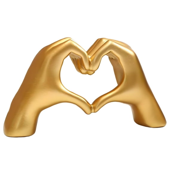 LAMIRO Heart Hands Figurines,Cute Gold Decor for Home - Living Room Decorative Objects & Gold Table Decor,Perfect Housewarming Gifts for Family Friends (Golden)