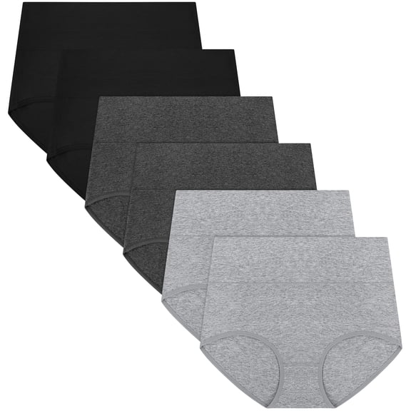 Loritta Underwear for Women Cotton High Waisted Briefs Full Coverage Panties for Ladies 6 Pack, Size S-2XL