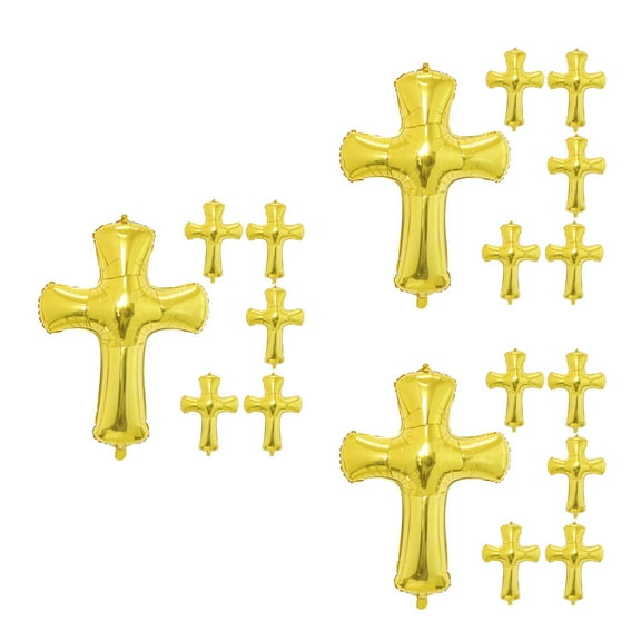 FRCOLOR 18 pcs  Cross Balloons for Baptism Baby Shower Decorations Aluminum Foil Balloons Cross Shape Balloon Decorative Balloons Baby Christening Foil Balloon for Party