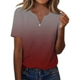 thumbnail image 3 of Bovemsi Women's Short Sleeved T Shirt V Neck Top Fashionable Casual Short Sleeved Shirt, Red Women's Summer Short Sleeve T-Shirts, 3XL, 3 of 8