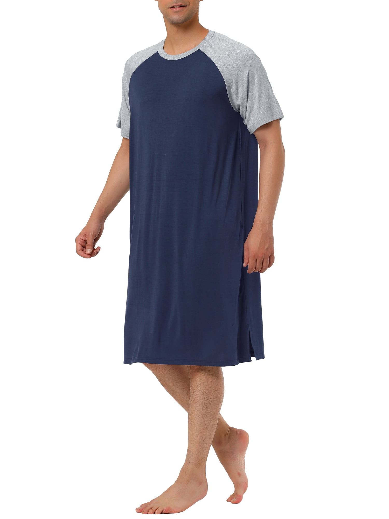 Unique Bargains Men's Nightshirt Raglan Sleeves Lounge Nightgown