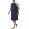 thumbnail image 4 of INSPIRE CHIC Men's Nightshirt Raglan Short Sleeve Comfy Lounge Soft Loose Nightgown L Navy Blue Light Gray, 4 of 7