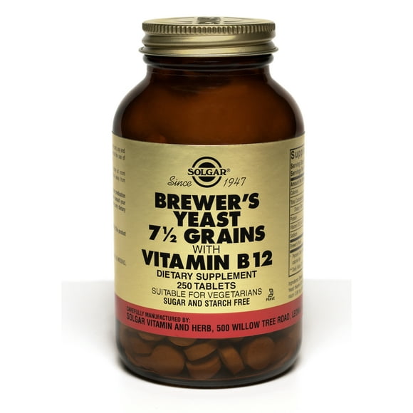 Solgar Brewer's Yeast 7 1 2 Grains Tablets with Vitamin B12 250 ct