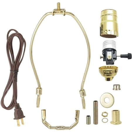 

Brass Plated Finish Table Lamp Wiring Kit with a 10 Inch Harp and 3-Way Socket