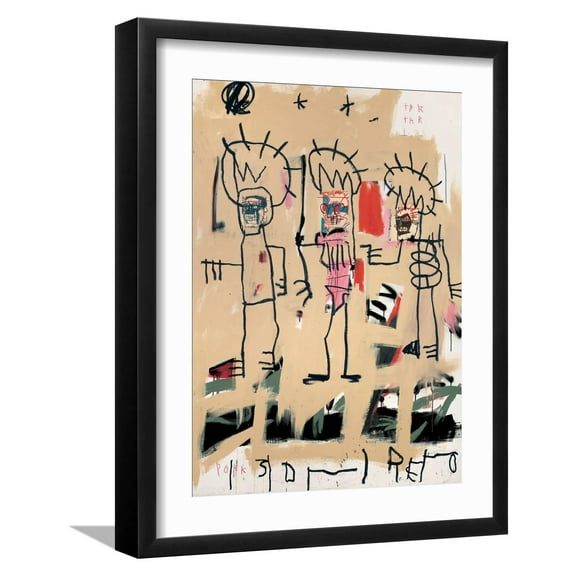 Art.com Untitled (Three Kings) Giclee Print by Jean-Michel Basquiat, Black Frame Wall Art, 17" x 21"