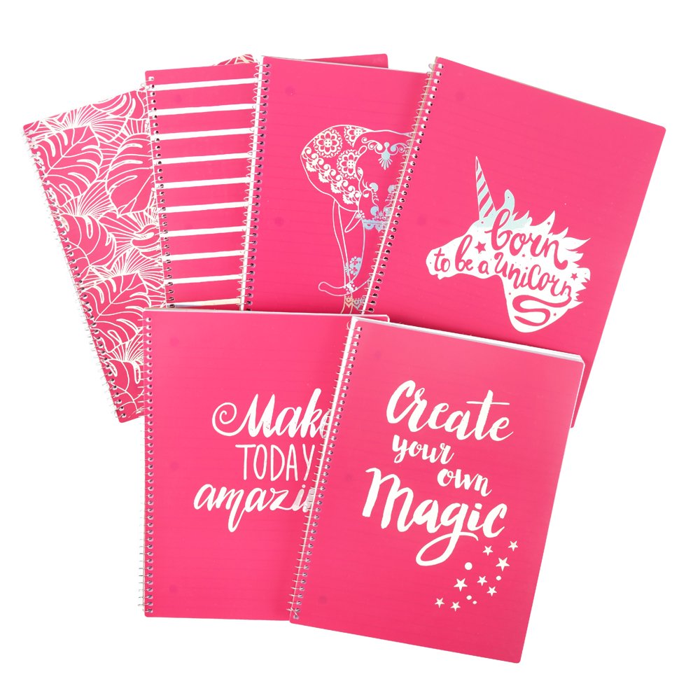 Pen + Gear Poly 1Subject Notebook, Pink/Assorted Designs