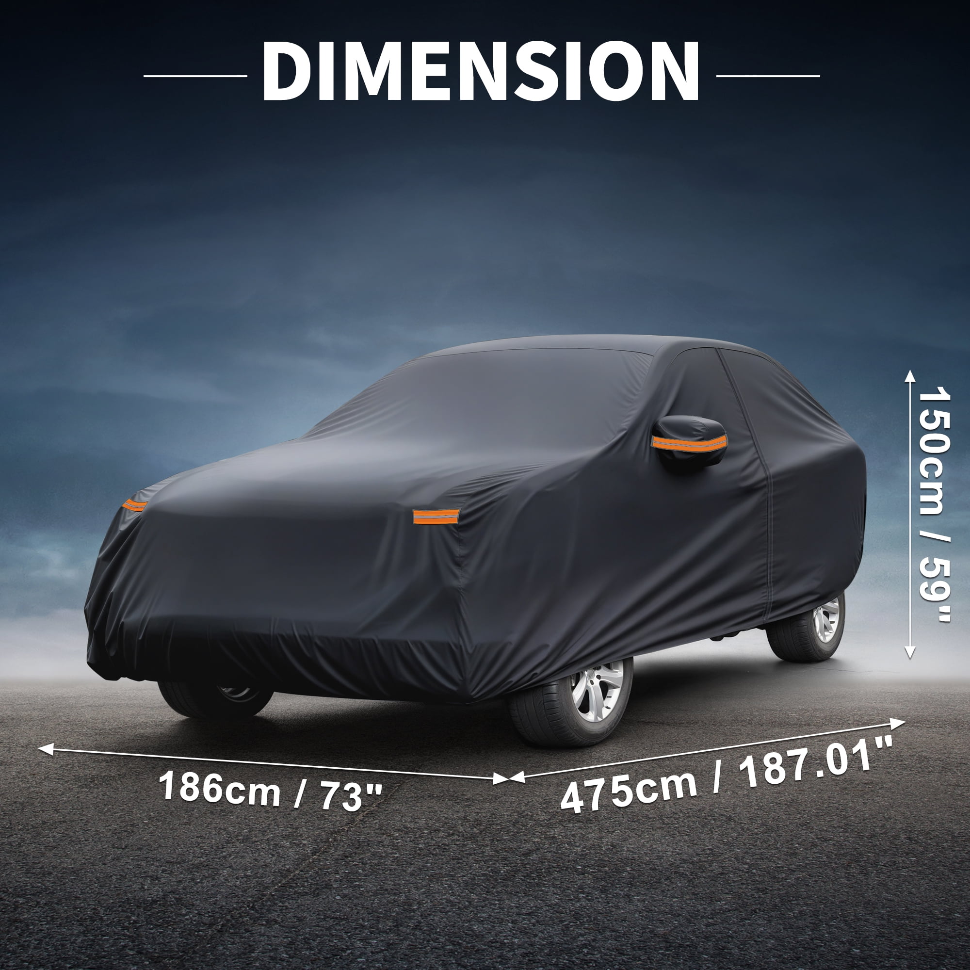 Unique Bargains Full Car Cover Black for Hyundai Tucson 187.01"x73.23"x59.06"