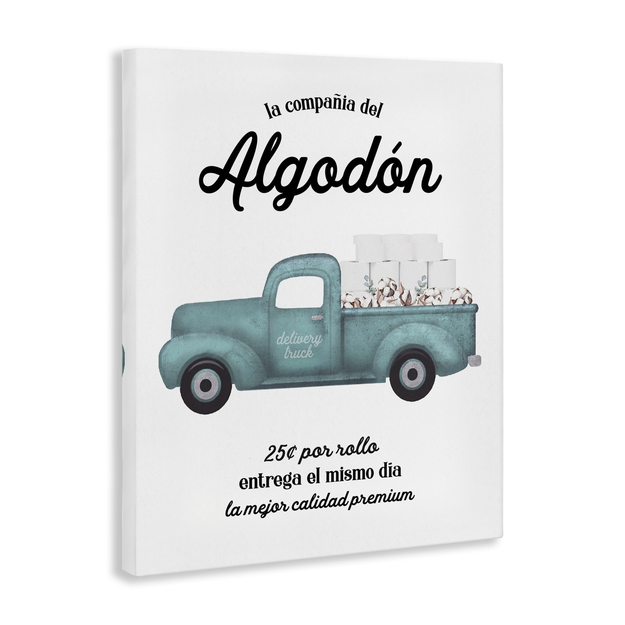 Stupell Industries Algodón Baño Camión Azul Bath & Laundry Painting Wrapped Canvas Art Print Wall Art, 30 x 40
