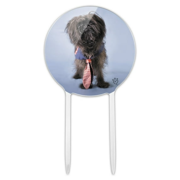 Acrylic Affenpinscher Puppy Dog with Tie Cake Topper Party Decoration for Wedding Anniversary Birthday Graduation