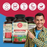 Berberine Supplement Capsules 1200mg, Supports Heart and Cardiovascular Wellness. USA Made. 60 Capsules
