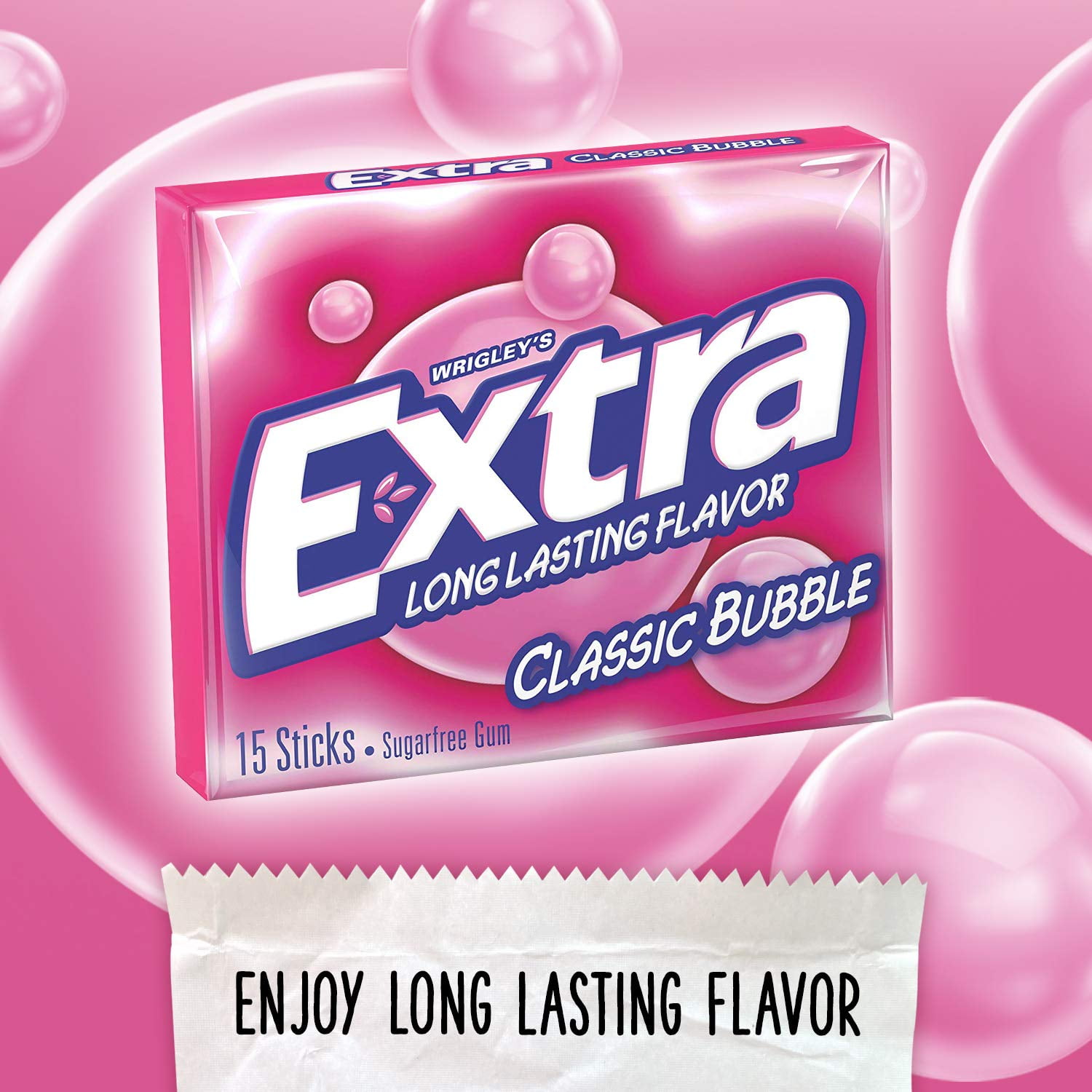 Extra Classic Bubble Sugarfree Gum (Pack of 10)