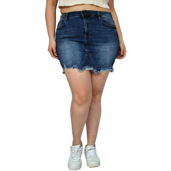 Falda de mezclilla talla extra, modelo F 6286 azul 36 BALAM Falda extra 6286