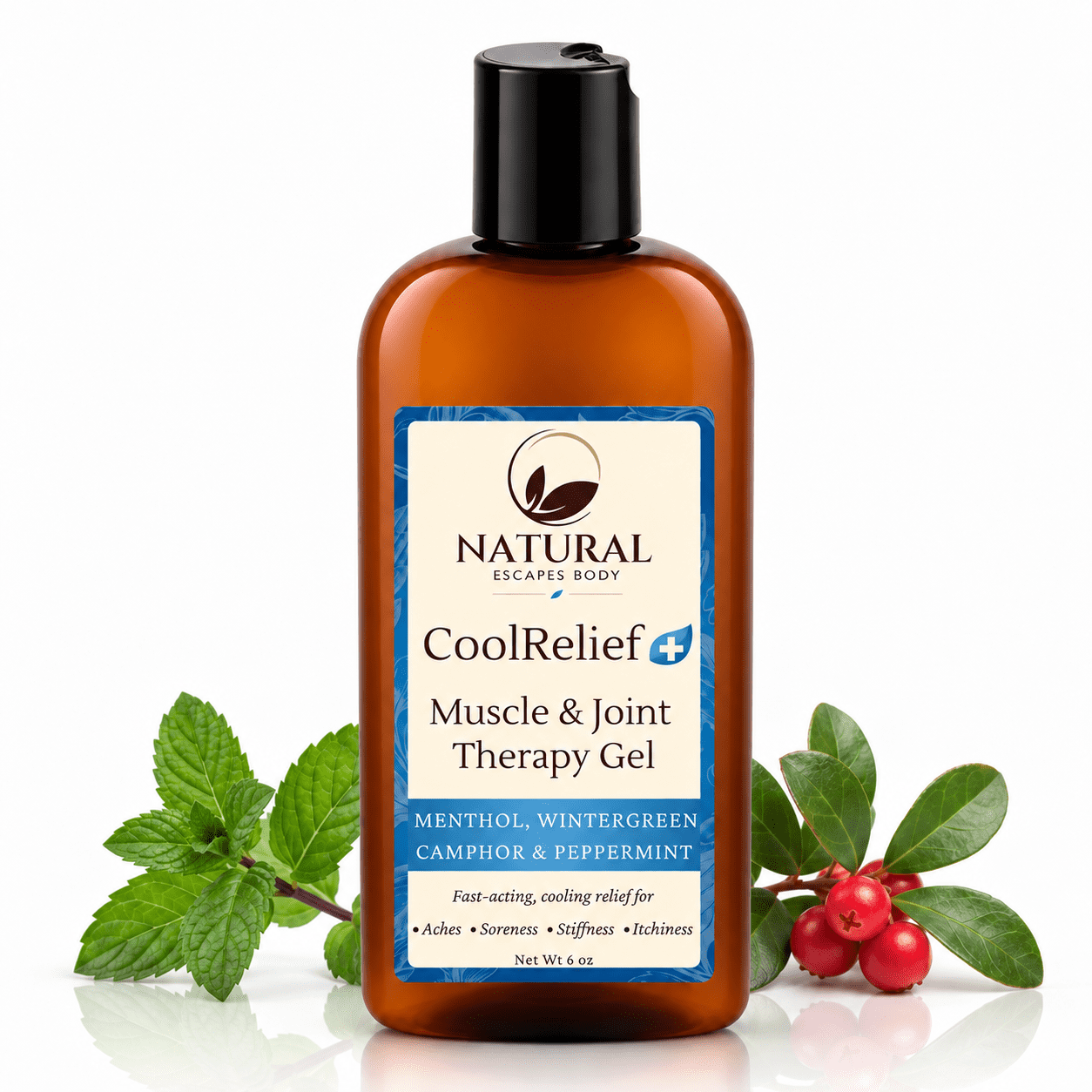 Peppermint, Menthol & Camphor Cooling Cream | Natural Muscle & Joint Relief Gel