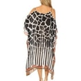 thumbnail image 2 of Sakkas Amaya Loose Fit Long Printed Strappy Cutout Shoulder Boat Neck Kaftan Dress - JFW16-White - One Size, 2 of 5