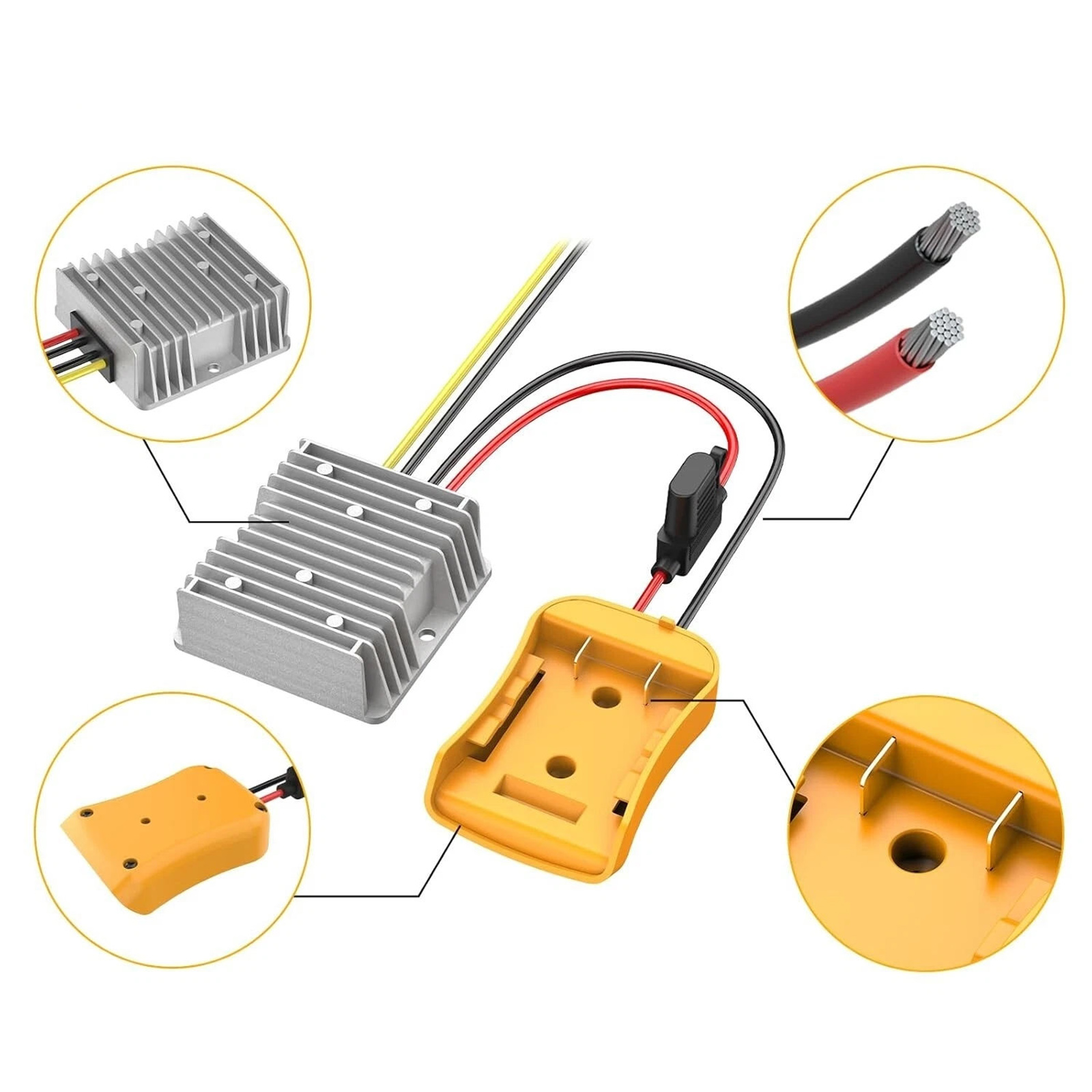 CSYANXING Battery Adapter to 12V Step Down Converter 10A 100W with Voltage Regulator and Fuse Protection DIY for Dewalt