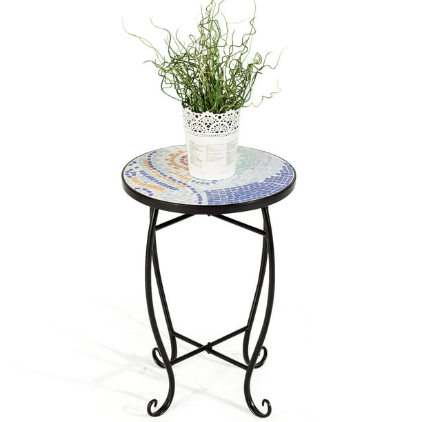 Top Outdoor Plant Stand Round Accent Steel Table Garden Com Top Outdoor Plant Stand Round, Outdoor Plant Table