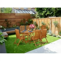 7 Piece Beasley Acacia Wood Outdoor-furniture Patio Dining Set - Natural Oil