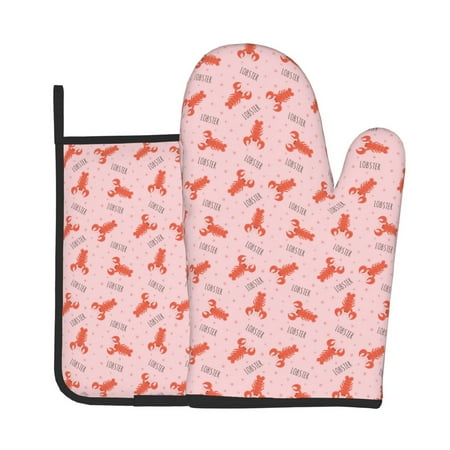 

Gaeub Cartoon Lobsters 3 Print Oven Mitts and Pot Holders Sets of 2 Heat Resistant Pad Cooking Gloves for Baking BBQ Home Decor