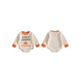 thumbnail image 2 of Cjfdfy Newborn Baby Girl Boy Halloween Romper Outfit, Long Sleeve Cutest Pumpkin In The Patch Letters Pumpkin Print Bodysuit Cute Waffle Knit Halloween Pumpkin Fall Winter Outfit, 2 of 9