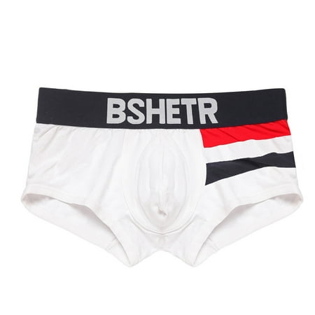 

BIZIZA Breathable Color Block Stretch Underwear for Men Soft Pouch Trunks Male Comfort Briefs White M