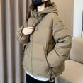 thumbnail image 4 of Yangnuo Womens Trendy Warm Comfy Clearance Puffer Jackets 2025 Women's Casual And Fashionable Long-sleeved Hooded Solid-color Pocket Zipper Winter Padded Jacket, 4 of 5