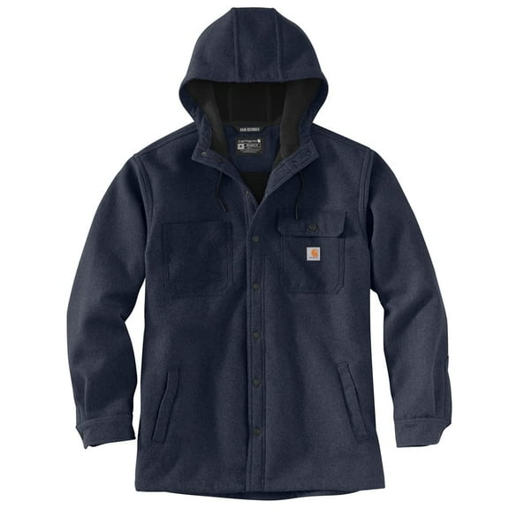 Carhartt Men's Rain Defender Relaxed Fit Heavyweight Hooded Shirt Jacket, Navy, Small