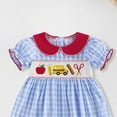 thumbnail image 3 of Duqingm Toddler Baby Girl Back to School Outfit Apple Sleeveless Dress Fly Sleeve Smocked Dresses Girls Summer Clothes Girls' Dresses Blue,2-3 Years, 3 of 4