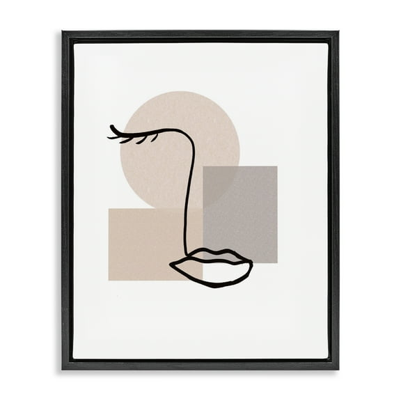 Stupell Industries Minimal Face Portrait Abstract Painting Black Floater Framed Art Print Wall Art, 17 x 21