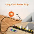 thumbnail image 2 of 8 Outlet Long Power Strip, 2Pack 2100J Surge Protector Heavy Duty 6FT Cord Wide Spaced and Wall Mount Metal Powerstrip for Home Office Garage Workshop, 2 of 8