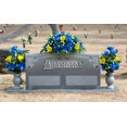 thumbnail image 2 of Sympathy Silks Artificial Cemetery Flowers 2 Yellow Amaryllis/Blue Rose bouquets with cemetery saddle, 2 of 5