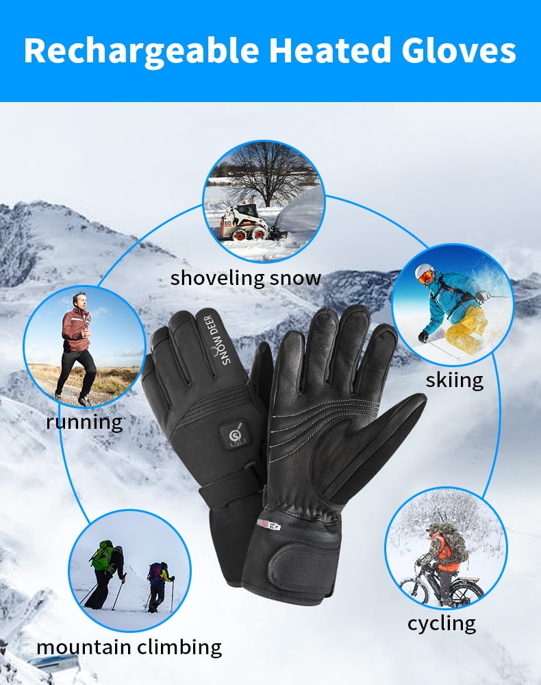 SNOW DEER Rechargeable Heated Gloves for Men & Women - 7.4V 2200mAh Battery, Waterproof, Touchscreen - Ideal for Skiing, Cycling, Hunting & Winter Adventures