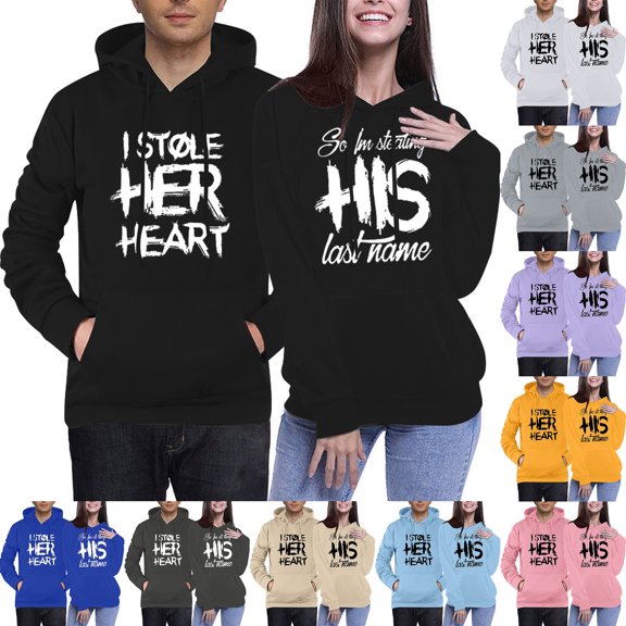 Valentines Sweatshirts for Men Couples Heart Valentines Day Shirt Cute Sweet Hearts Grahic Pullover Tops Dark Gray L